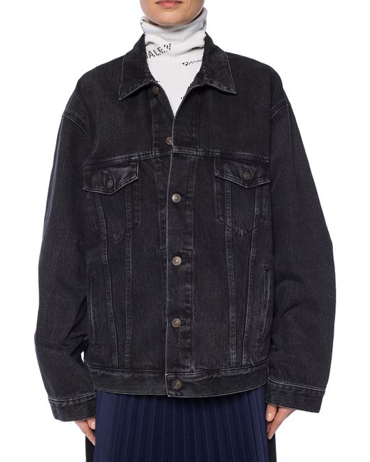 Balenciaga Branded Denim Jacket in Black - Lyst