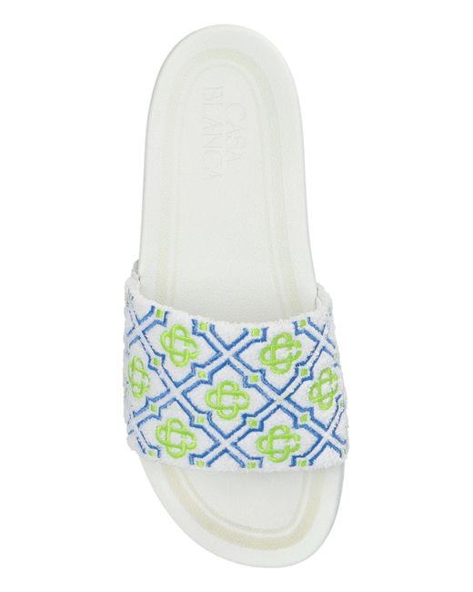 Casablanca White Monogram Slides for men