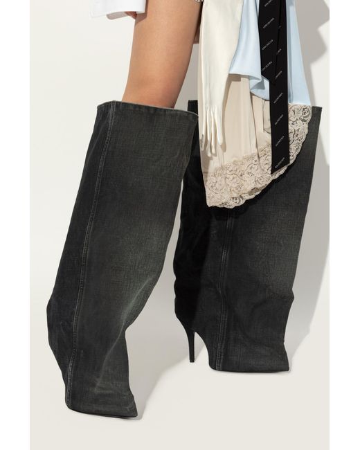 Balenciaga Black Boots With Distressing