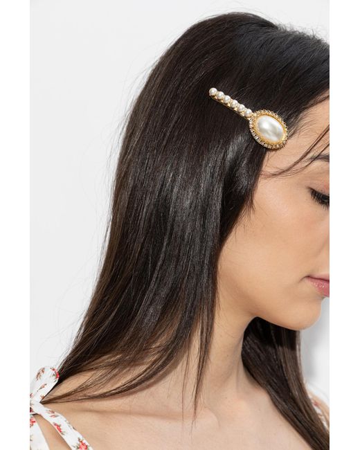 Dolce & Gabbana Metallic Hair Clip With Glass Pearls