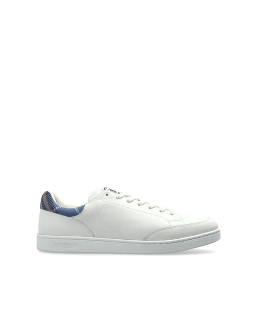 Burberry White Leather Sports Shoes for men