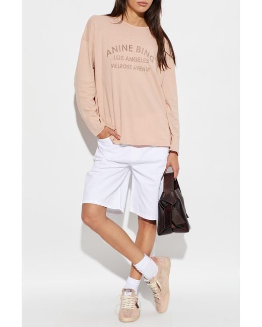 Anine Bing White "Jasper" Denim Shorts