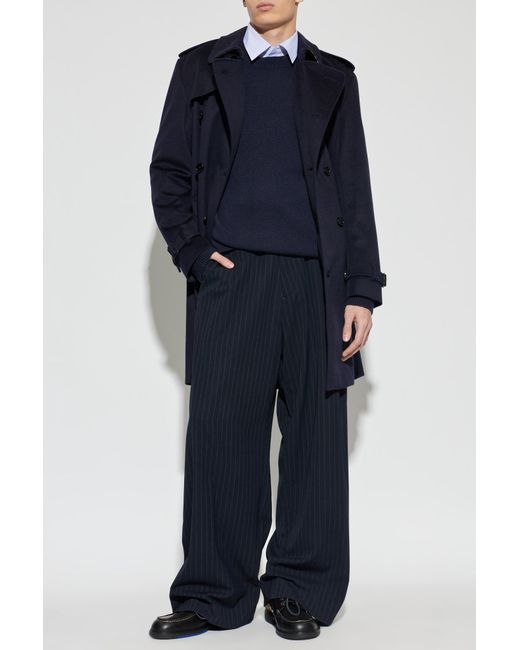Burberry Blue Cashmere Sweater With A Crew Neck for men