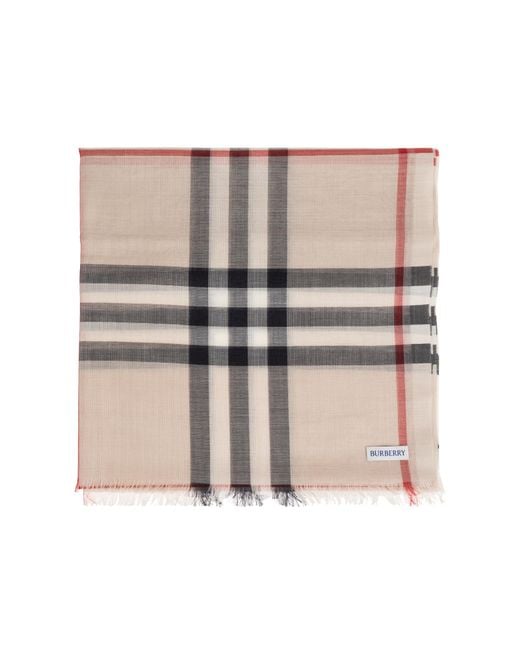 Burberry Natural Scarf With A Check Pattern