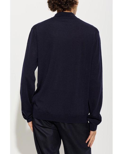 Woolrich Blue Wool Polo for men
