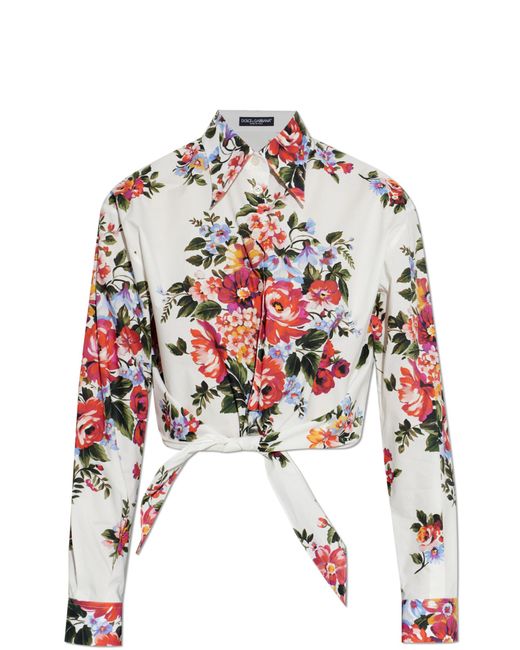 Dolce & Gabbana White Shirt With Floral Motif