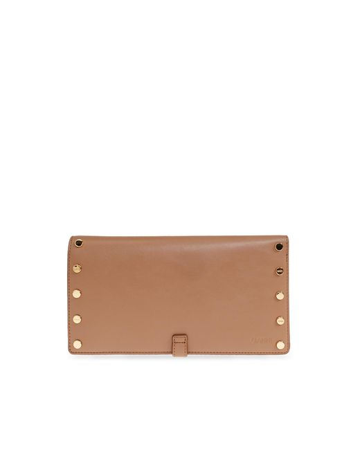 Ganni Brown Wallet With Studs