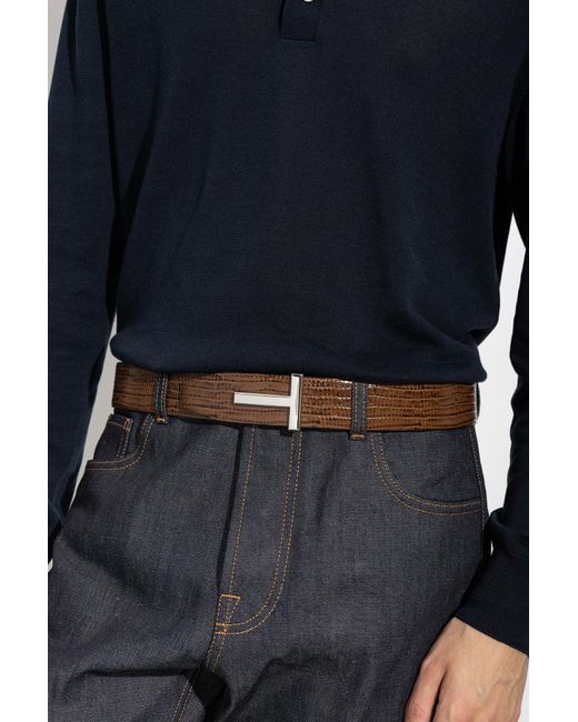 Tom Ford Brown Leather Belt for men