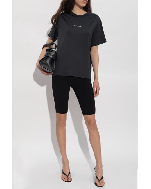 Jil Sander Black T-Shirt With Printed Logo