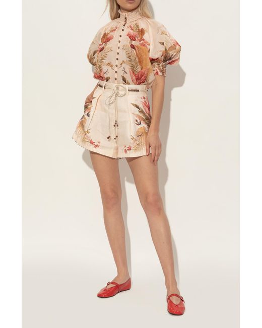 COACH Red Ballet Flats With Logo-Shaped Applique