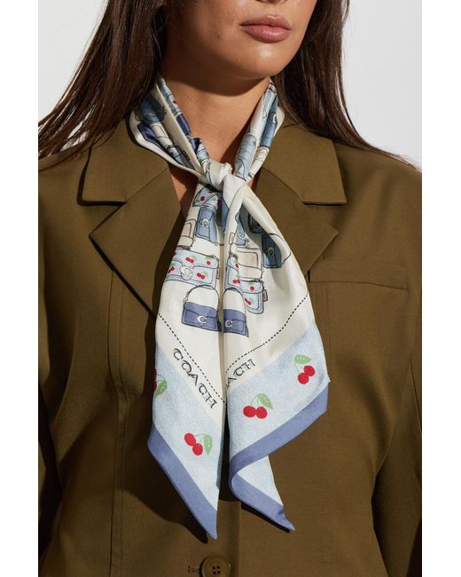 COACH Blue Silk Scarf