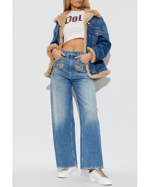 Dolce & Gabbana Blue Jeans With Shimmering Appliqués