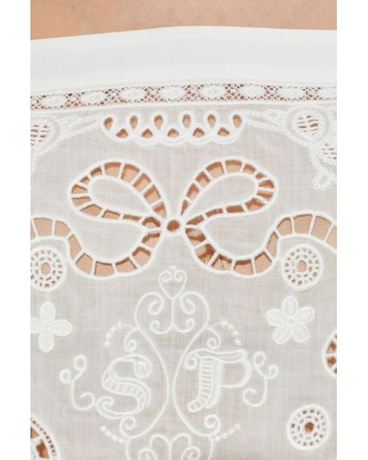 Self-Portrait White Short Openwork Top