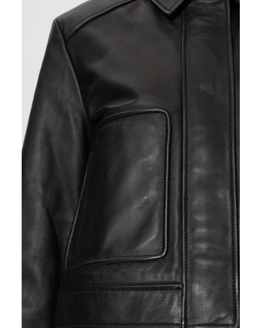 Maison Kitsuné Blue Leather Jacket