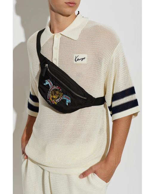 KENZO Black Belt Bag With Logo for men