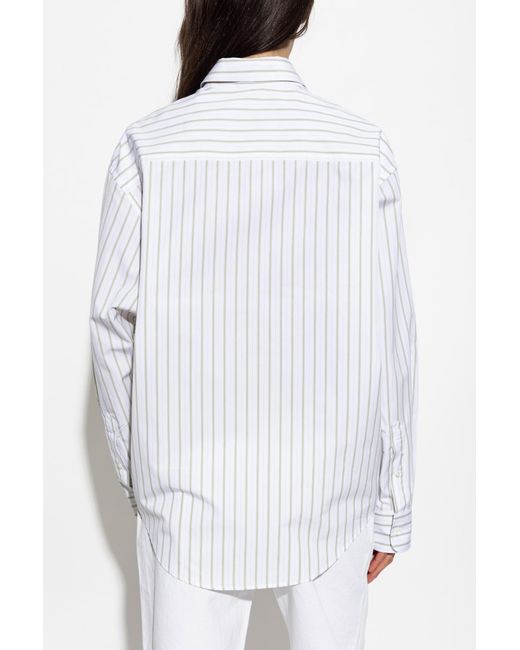 AMI White Shirt With A Stripe Pattern