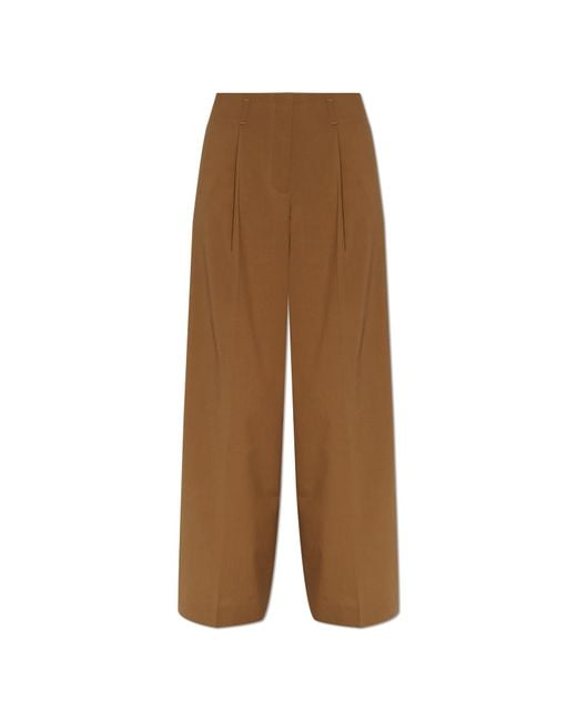 LACOSTE RUNWAY Brown Wide-Leg Crease Trousers