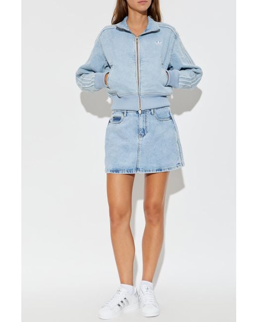 Adidas Originals Blue Denim Jacket With Embroidered Logo