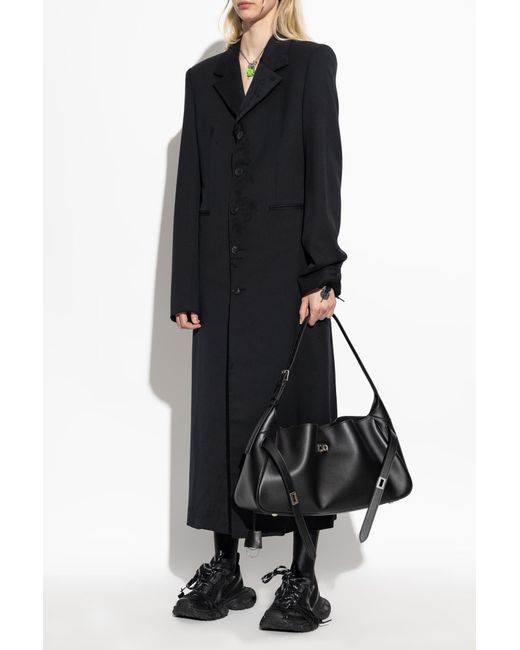 Balenciaga Black Long Coat With Vintage Effect