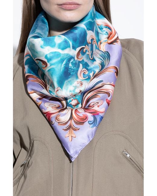 Versace Jeans Couture Blue Scarf With "Barocco" Pattern