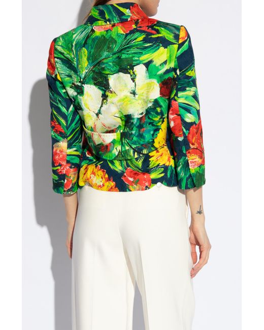 Dolce & Gabbana Green Blazer With Floral Motif,