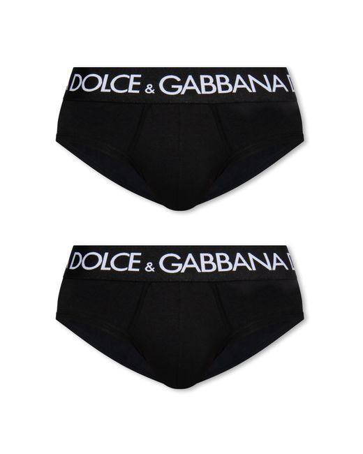 Dolce & Gabbana Black Logo Briefs 2-Pack for men