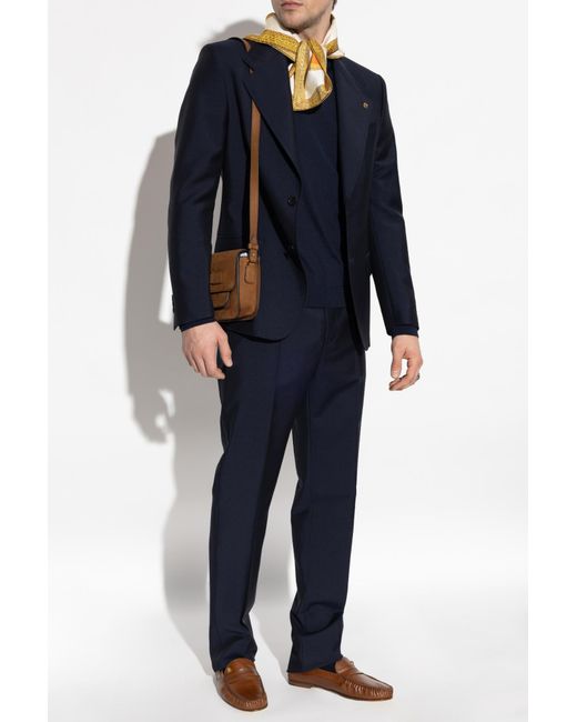 Versace Blue Creased Trousers for men