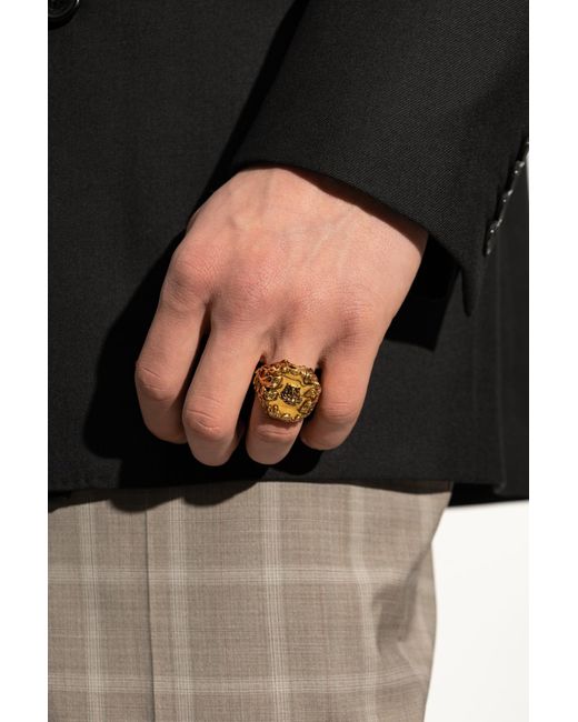 Versace Black Ring With Medusa Head Motif for men