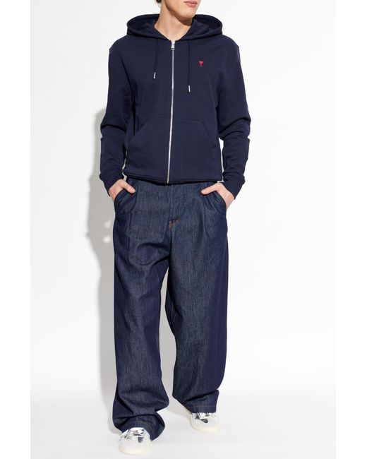 AMI Blue Sweatshirt With Embroidered Logo for men