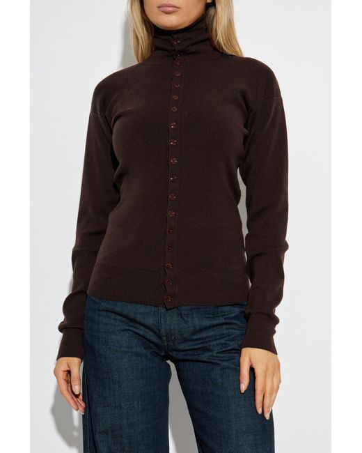 Lemaire Black Cardigan With Stand-Up Collar