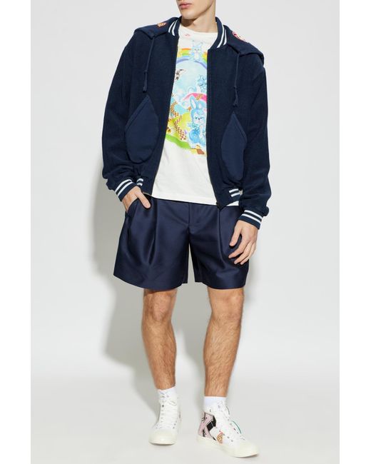KENZO Blue Sweatshirt With Colorful Patches On The Hood for men