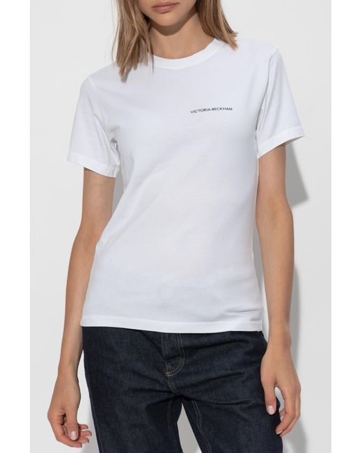 Victoria Beckham T Shirt With Logo in White Lyst Canada