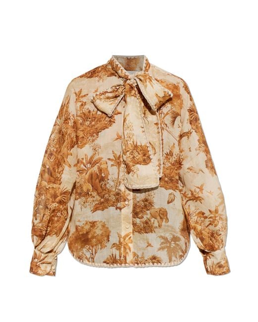 Zimmermann Natural Shirt With Floral Motif