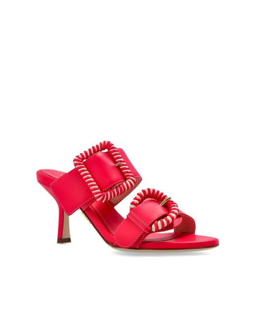 Rodo Red Leather Heeled Mules