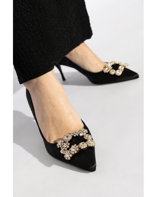 Roger Vivier Black Satin High Heels 'Efflorescence'
