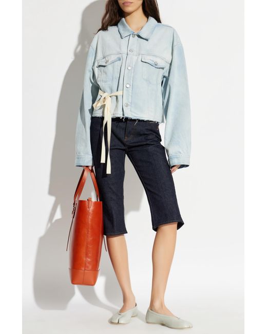 MM6 by Maison Margiela Blue Denim Jacket With Raw Edge Finish