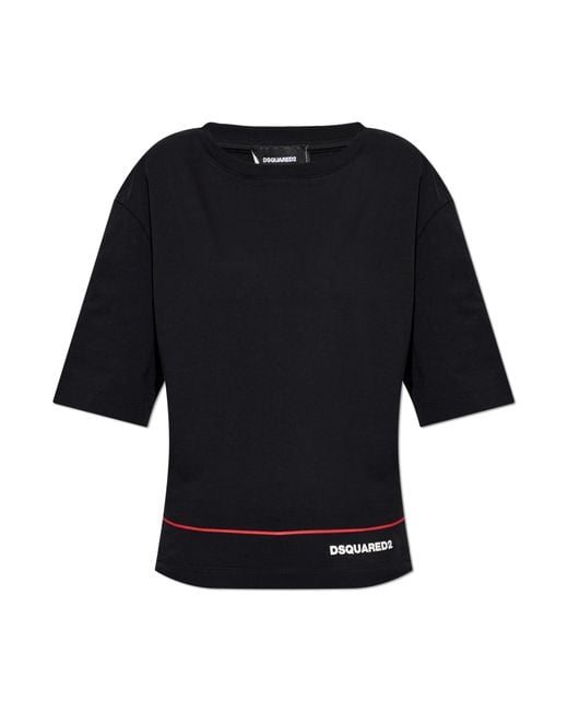 DSquared² Black T-Shirt With Logo