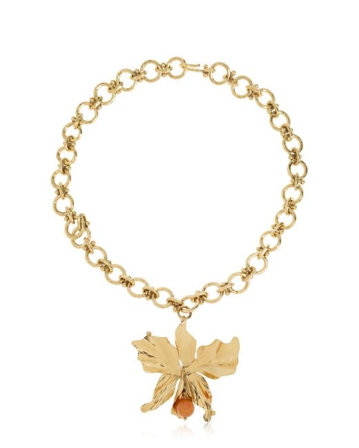 Ulla Johnson Metallic Lulu Flower Necklace