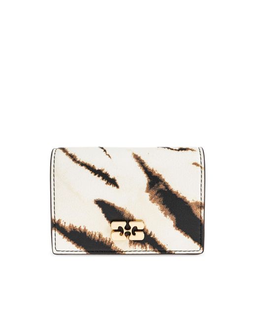 Ganni Natural Wallet With Print