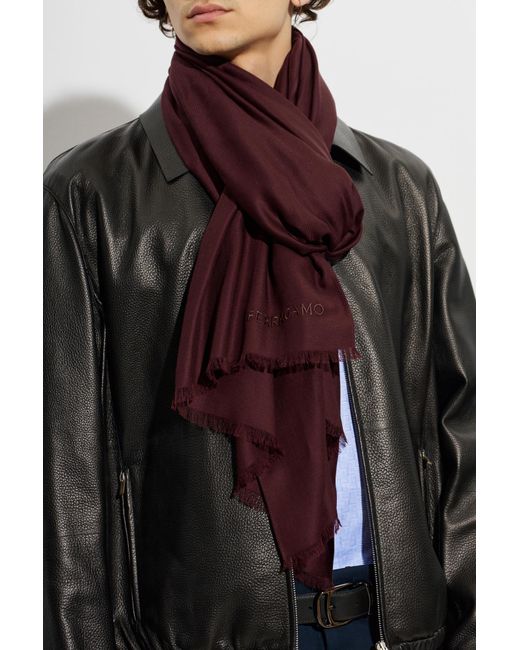 Ferragamo Purple Cashmere Scarf for men