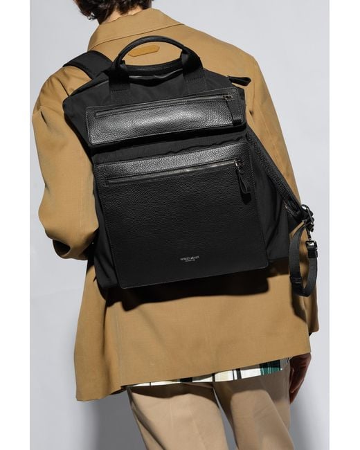 Giorgio Armani Black Backpack With Logo for men
