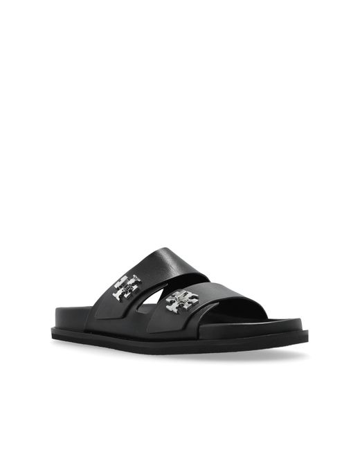 Tory Burch Black Leather Slides