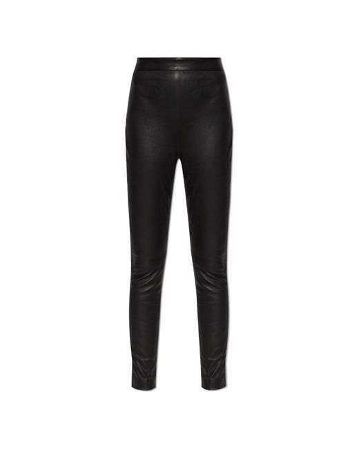 Balmain Black High-Waisted Leather Trousers