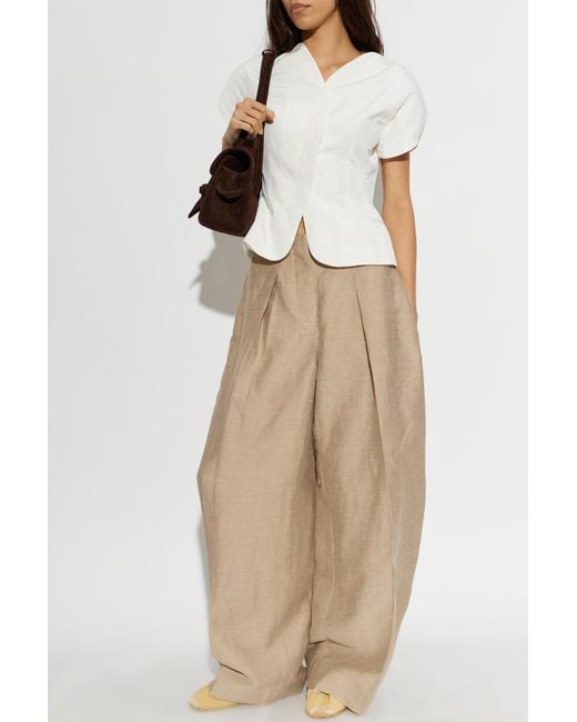 Jacquemus Natural 'Ovalo' Straight-Leg Trousers