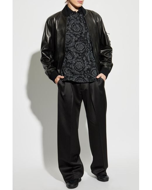 Versace Black Polo With Barocco Pattern for men