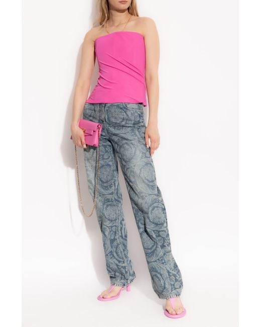 Versace Pink Top With Bare Shoulders