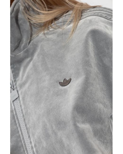 Adidas Originals Gray Velvet Sweatshirt With Logo-Shaped Appliqué