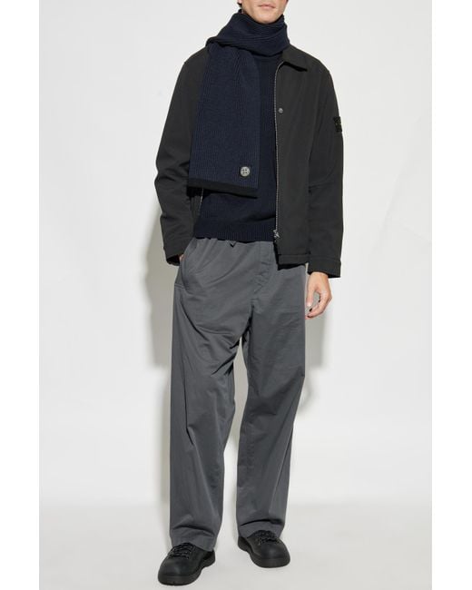 Stone Island Blue Jacket With Logo Patch for men