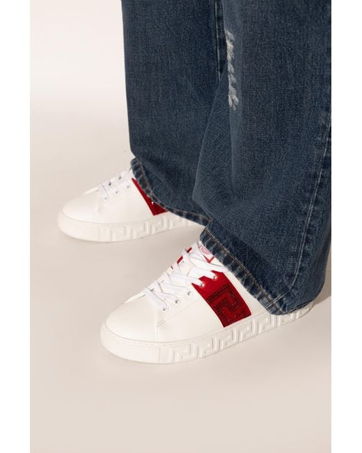 Versace Red Sports Shoes With Shimmering Sequins