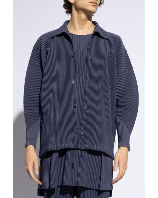Homme Plissé Issey Miyake Blue Pleated Jacket, for men